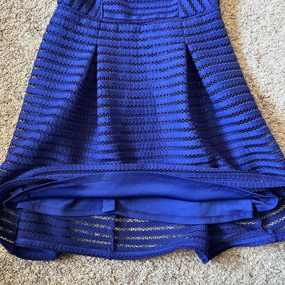 Womens Mossimo Size Small Dress Royal Blue Fit & Flare Fully Lined Knit Striped - Picture 7 of 11